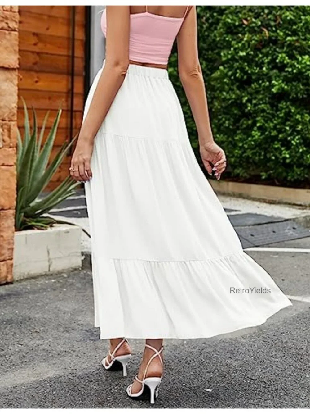Flowy Boho Maxi Skirt with Pockets High Slit Beach Long Skirt